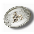 Oval Custom Trophy Buckle w/ Rope Trim